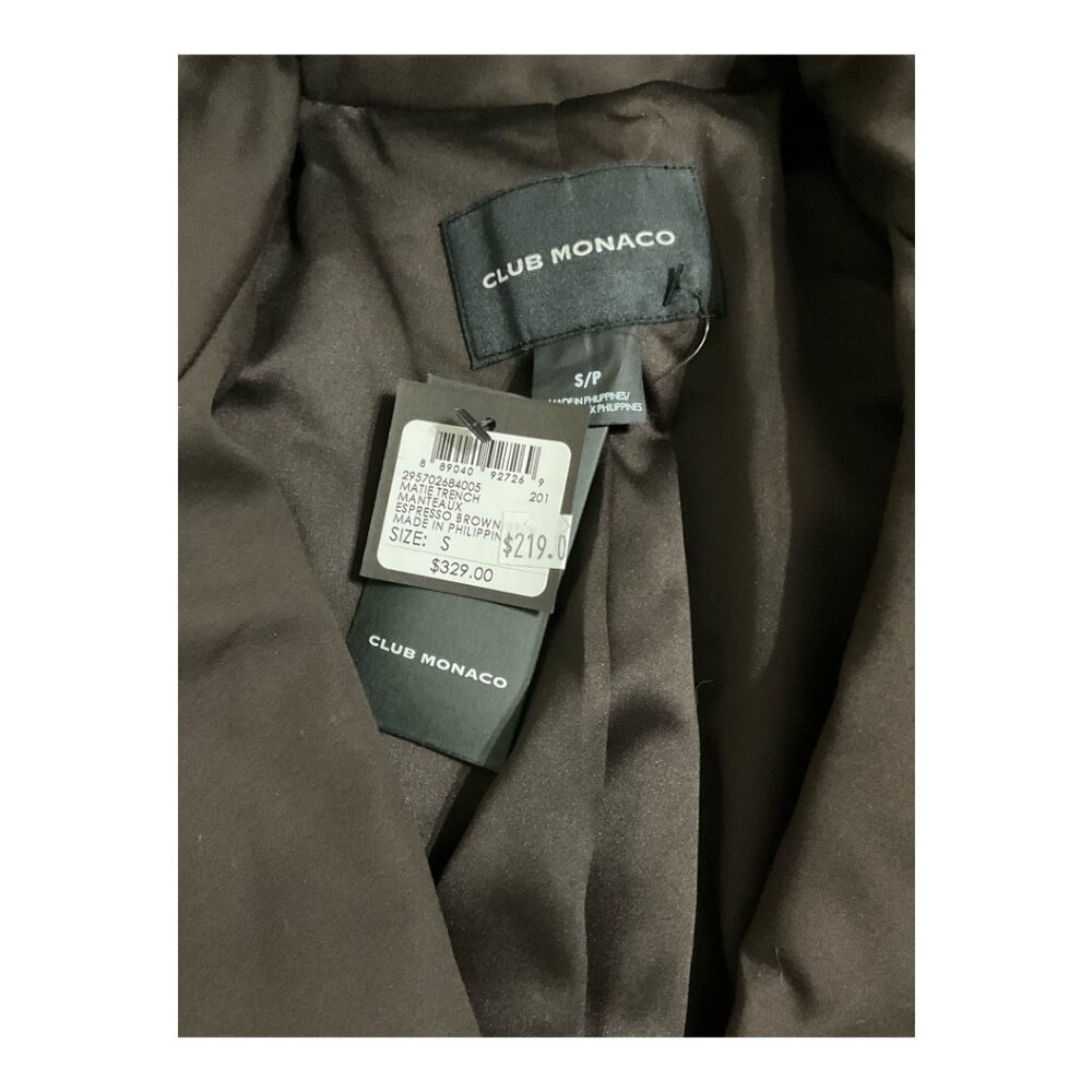 Club Monaco Matie Trench Coat Espresso Brown Womens Size S NWT $329 MSRP - Picture 3 of 7